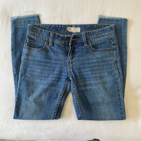 Free People Distressed Cropped Jeans in Tupelo Blue - Picture 2 of 6
